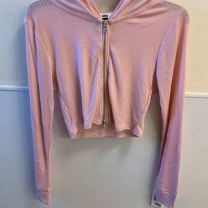 Derek Heart Pink Cropped Zip Up Hoodie NWT